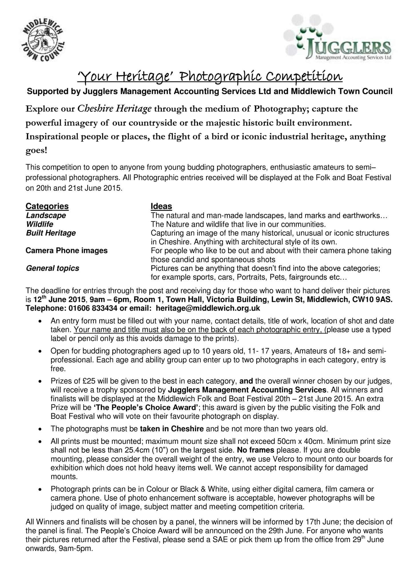Your Heritage Photographic Competition Entry Form Page 1